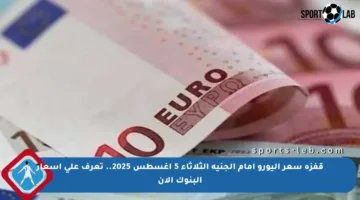 قفزة سعر اليورو أمام الجنيه الثلاثاء 5 أغسطس 2025.. تعرف على أسعار البنوك الآن